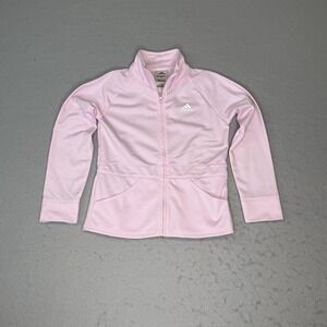 Vintage Adidas Girl Jacket Full Zip Peplum Long Sleeve Pink Size 6